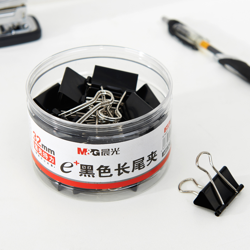 晨光（M&G） Eplus  長尾夾/長尾夾票夾 黑色( 3#ABS92734/32MM 24枚/筒)_http://m.cuic.org.cn/img/images/C202008/1596769931944.jpg