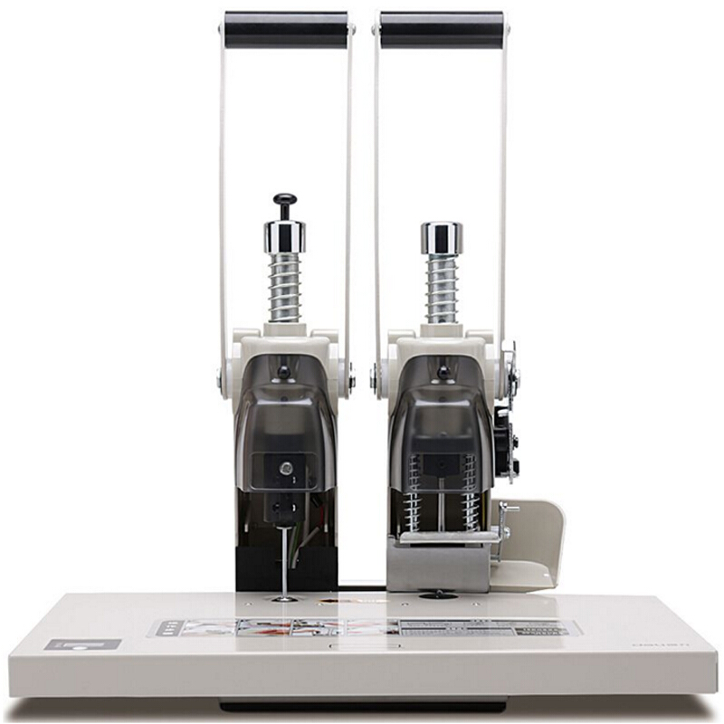 得力（deli） T502 財務(wù)憑證裝訂機智能型憑證單據(jù)打孔機 智能省力手動型（白灰）