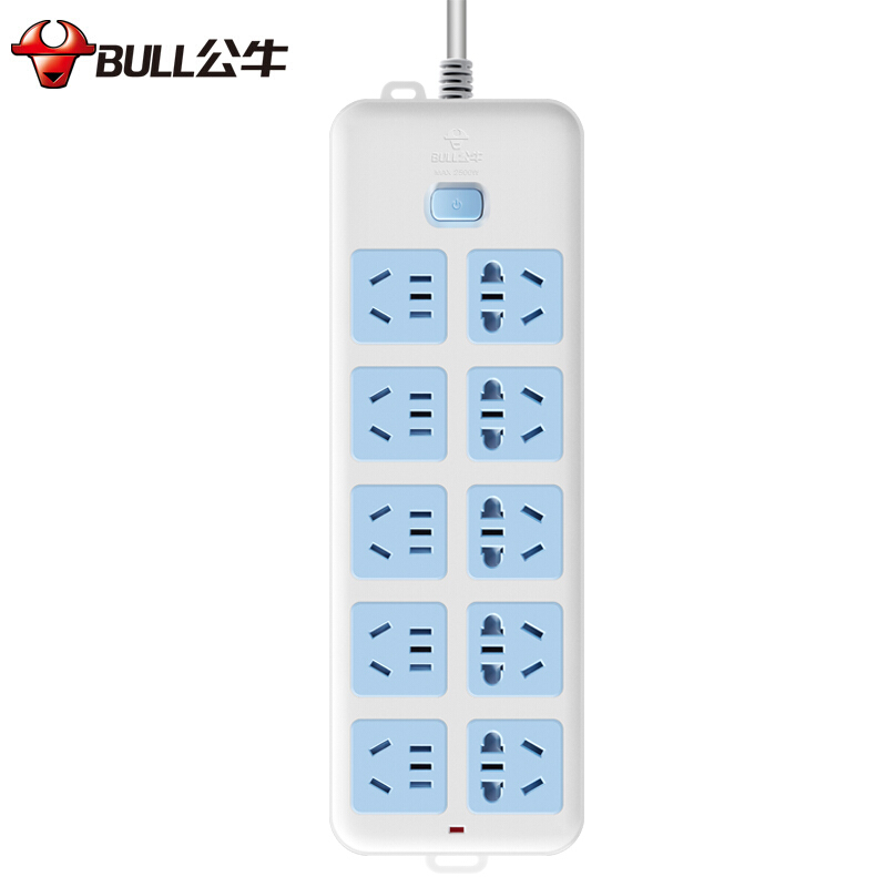 公牛（BULL） GN-110 電源插座/插線板/排插/接線板（10位總控全長3米 超功率保護）