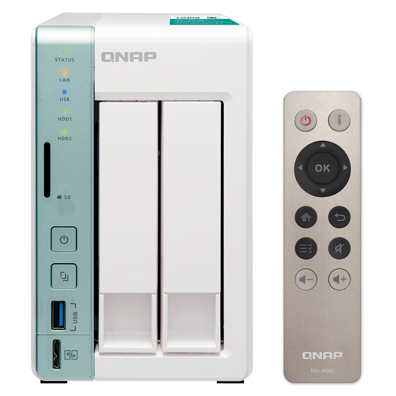威聯通（QNAP） TS-251A -2G內存 兩盤位網絡存儲器 雙核雙網卡 可USB直連 20T容量