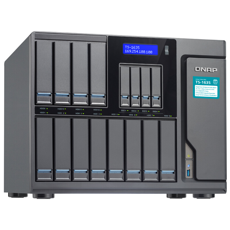 威聯通（QNAP） TS-1635-4G 十六盤位網絡存儲 四核處理器 內建2個10GbE SFP+ 網絡端口 商用級NAS
